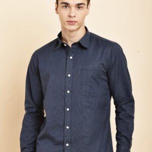 Navy Blue Linen Shirt